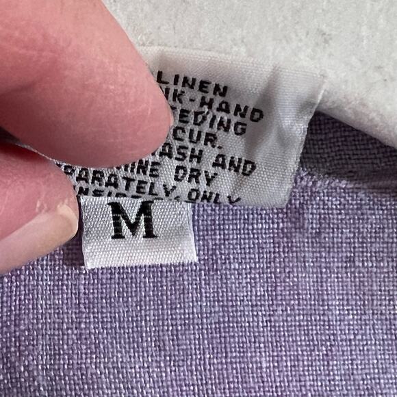 CP Shades Short Sleeve Linen Button Down Top Purple Women Size M Organic Minimal - Picture 7 of 8